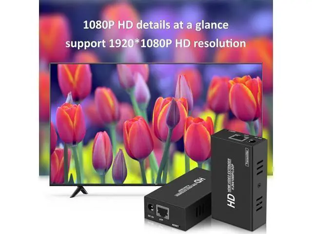 Alt view image 14 of 14 - Hdmi Over ethernet Extender Over cat5e/ Cat6/7 Upto 500 ft/150 m with Hdmi Local Loop Out, No Delay 1080p@60Hz Video hdmi Extender for TV