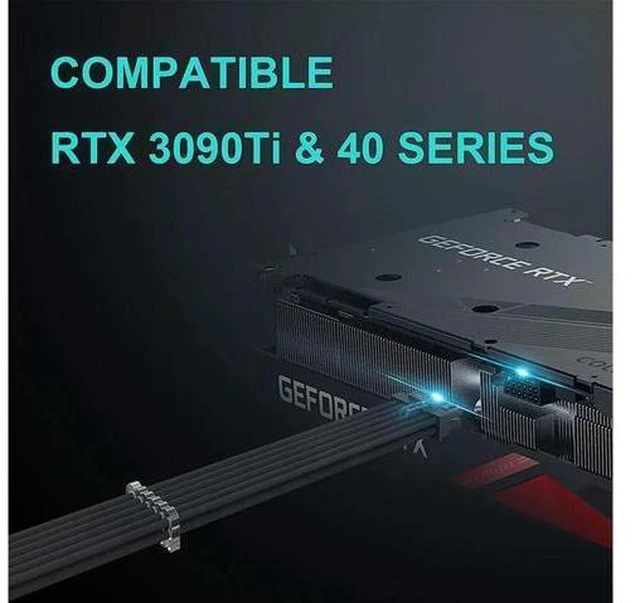 Alt view image 8 of 8 - Aomoproing 12+4pin transfer 3×8PIN ATX Extension Cable 3.0 Mixed Next-gen PCI-E 5.0 Extension Kit Black