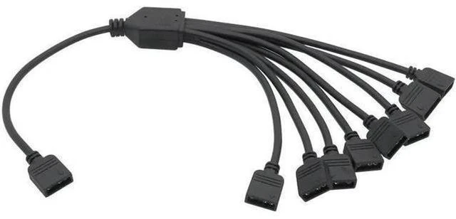 Alt view image 4 of 6 - Motherboard RGB sync Splitter, 5V 3Pin ARGB sync YNC HUB Transfer Extension Cable(1-8(3Pin 5V))