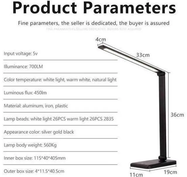 Alt view image 14 of 14 - 52PCS LED Desk Lamp 5 Color x5 Dimable Level Touch USB Chargeable Reading Eye-protect with timer Table lamp Night Light