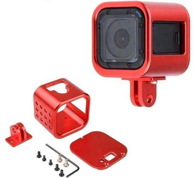 Alt view image 4 of 6 - CNC Aluminum Alloy Housing Sport Camera Shell Box Frame Mount Prevent Overheating Case for GoPro Hero 5 Session/ Hero 4 Session(Black)