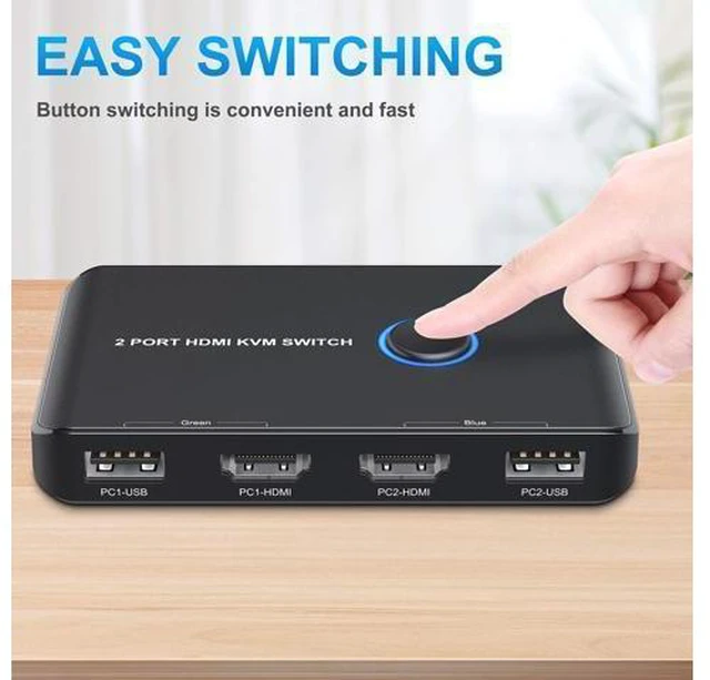 Alt view image 9 of 12 - KVM Switch HDMI 2 Port Box,ABLEWE USB and HDMI Switch for 2 Computers Share Keyboard Mouse Printer and one HD Monitor,Support UHD 4K@60Hz,with 2 USB Cable and 2 HDMI Cable