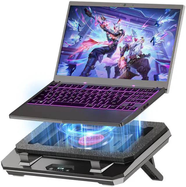 Alt view image 2 of 2 - GT300 Upgraded Laptop Cooling Pad with Adjustable Stand, Turbo Boosted Cooler for Rapid Cooling 10-17inch Gaming Laptop, Flexible Sealing Ring,Featuring Air Filtration and USB Hub