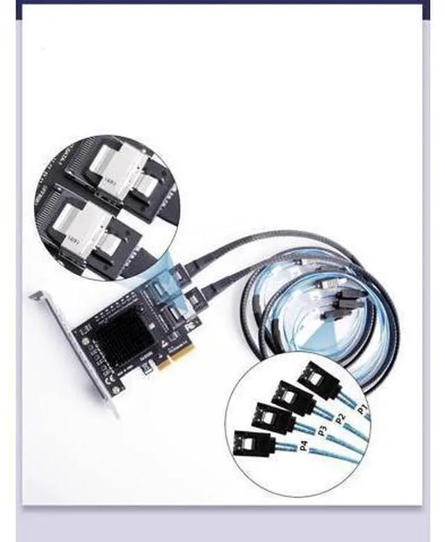 Alt view image 11 of 14 - Chi a Mining PCIe to Mini SAS 8087 4 Port SATA 3 6G SSD Adapter PCI-e PCI Express X1 Controller Expansion Card