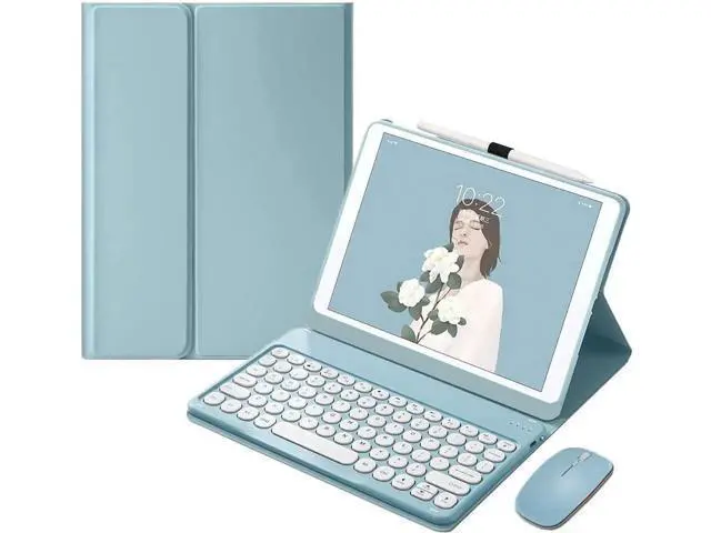 Alt view image 8 of 14 - Bluetooth Keyboard Case with Mouse for Lenovo Tab P12 12.7 inch 2024 2023 TB370FU TB371FC Protective Cover with Wireless Mouse / Keyboard Blue