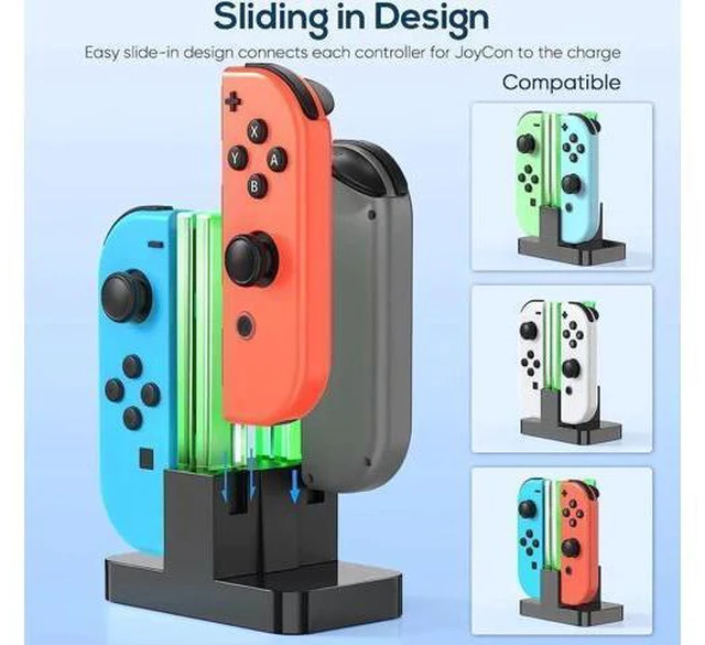 Alt view image 9 of 14 - Charging Dock Replacement for Switch & Charger for Switch OLED Joy Con, Charging Station for Switch with a USB Type-C Charging Cord- Black