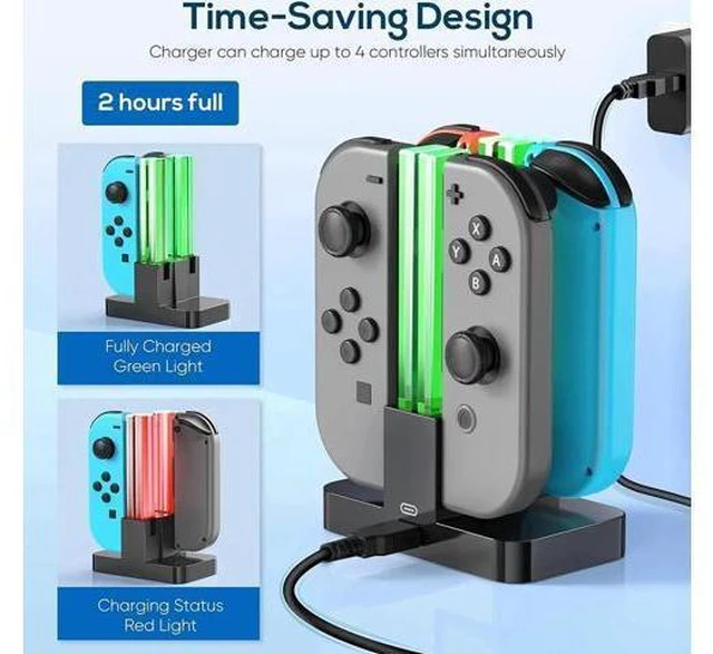 Alt view image 10 of 14 - Charging Dock Replacement for Switch & Charger for Switch OLED Joy Con, Charging Station for Switch with a USB Type-C Charging Cord- Black