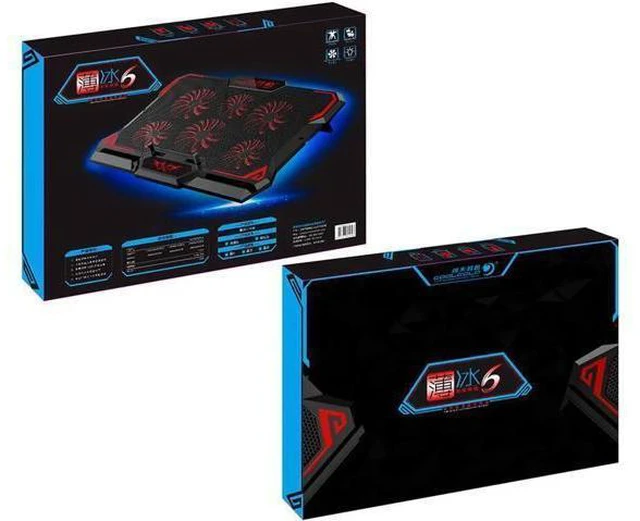 Alt view image 13 of 14 - Gaming Laptop Cooler Notebook Cooling Pad 6 Silent Red LED Fans Powerful Air Flow Portable Adjustable Laptop Stand 2600RPM Laptop Cooling Pad
