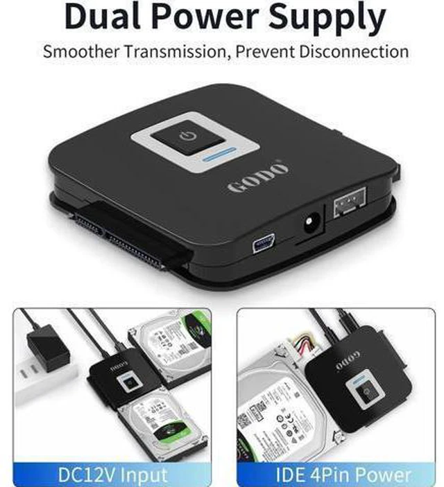 Alt view image 11 of 12 - SATA/IDE to USB 3.0 Adapter, IDE Hard Drive Adapter Kit, SATA Cable Converter for 2.5/3.5 inch IDE and SATA HDD/SSD, 5.25" CD-ROM/DVD-ROM, Include 12V/2A Power Adapter