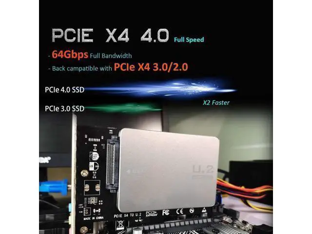 Alt view image 10 of 14 - Aomoproing PU11 U.2 to PCIe 4.0 X4 Adapter for 2.5 Inch U.2 SSD, PCIe 4.0 X4 Full Speed