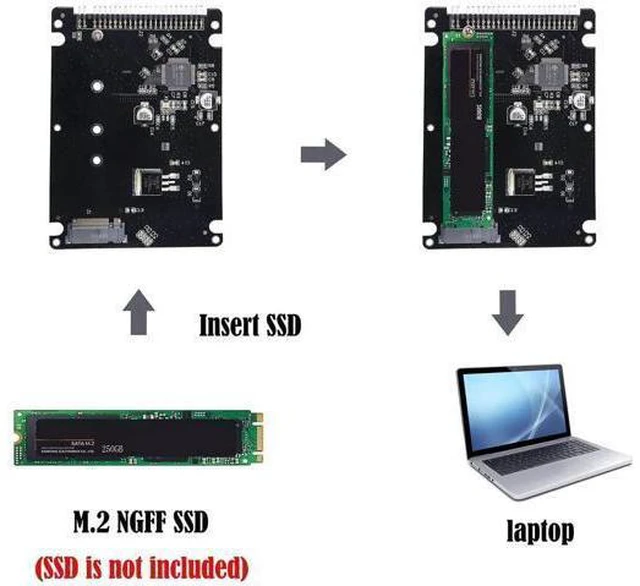Alt view image 9 of 12 - Aomoproing M.2 NGFF SATA SSD to 2.5" IDE 44pin Enclosure Adapter, Black for Notebook LaptopDesktop Computer and More