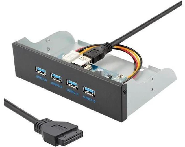 Alt view image 4 of 6 - Aomoproing Motherboard 20Pin Connector Cable for 5.25" CD-ROM Bay to USB 3.0 HUB 4 Ports Front Panel