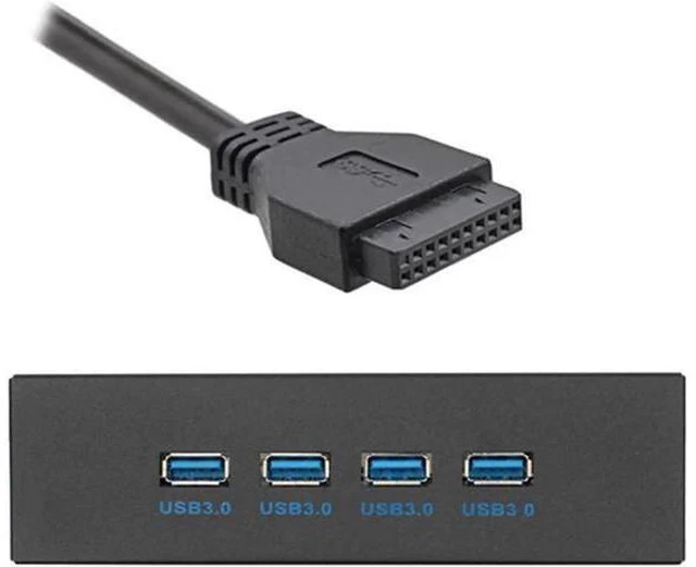 Alt view image 6 of 6 - Aomoproing Motherboard 20Pin Connector Cable for 5.25" CD-ROM Bay to USB 3.0 HUB 4 Ports Front Panel