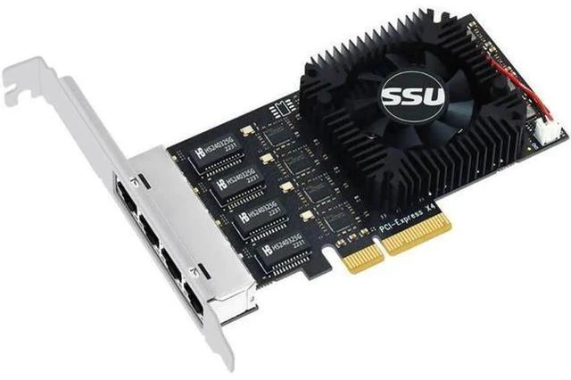 Alt view image 7 of 12 - 2.5Gb Ethernet PCIE 4 Port Network Card Adapter 2.5Gbps PCI Express X4 RTL8125B Chip RJ45 2500Mbps LAN Card with Cooling Fan