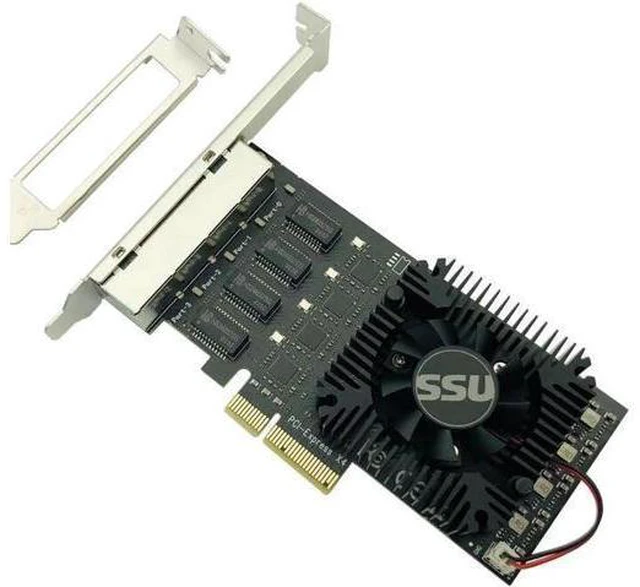 Alt view image 8 of 12 - 2.5Gb Ethernet PCIE 4 Port Network Card Adapter 2.5Gbps PCI Express X4 RTL8125B Chip RJ45 2500Mbps LAN Card with Cooling Fan