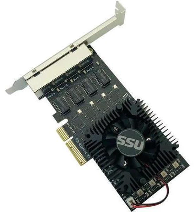 Alt view image 10 of 12 - 2.5Gb Ethernet PCIE 4 Port Network Card Adapter 2.5Gbps PCI Express X4 RTL8125B Chip RJ45 2500Mbps LAN Card with Cooling Fan