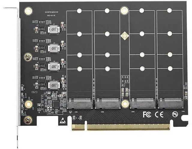 Alt view image 9 of 14 - PCIE 4.0 NVME Adapter PCI Express x16 to 4 Port M.2 M-Key NVME SSD Expansion Card Riser Full Speed