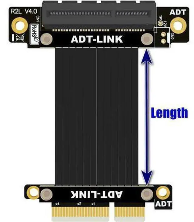 Alt view image 12 of 12 - Riser Elbow 90 Degree PCI Express 4.0 X4 PCIe X4 Extender Adapter Jumper For Capture Card, RAID SSD, Gigabit LAN, Usb Cards Red