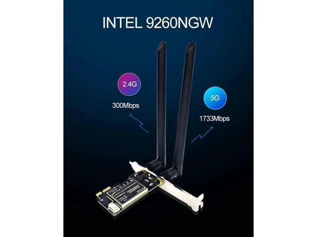 Alt view image 10 of 14 - 9260AC Dual-Band Gigabit Desktop PCI-E PCIE 1X Wireless Network Card 1730Mbps Bluetooth 5.0 gaming wifi adapter+ 6DBI antenna