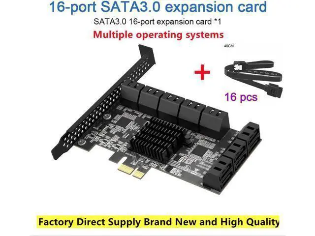 Alt view image 8 of 14 - PCIE SATA Expansion Card PCIE 1X to 16-Port SATA3.0 6Gbps SATA III Multi-Port Hard Disk Adapter Riser Card for PC Computer