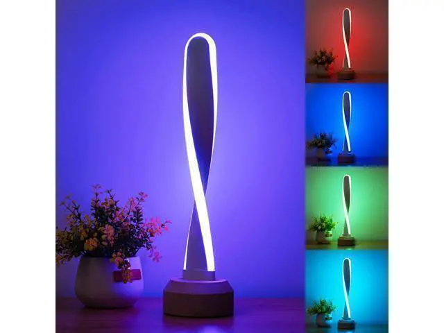 Alt view image 6 of 10 - Modern Desk lamp RGB Wood Table Lamp Bedside Lamp, Natural Beech Night Light