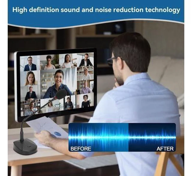 Alt view image 7 of 10 - USB Computer Microphone, Gooseneck Condenser Microphone Wired Microphone Podium Microphones Desktop Paging Mic Corded Voice Mic for Meetings Lectures