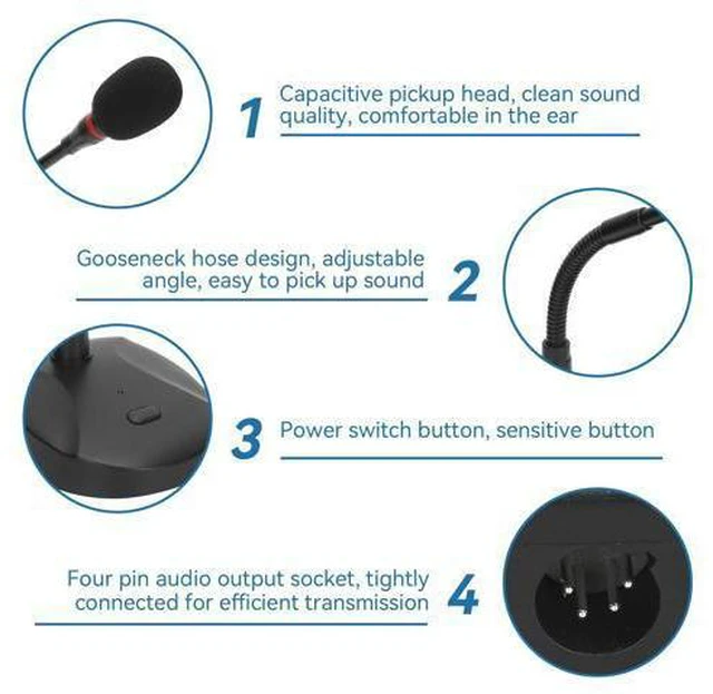 Alt view image 8 of 10 - USB Computer Microphone, Gooseneck Condenser Microphone Wired Microphone Podium Microphones Desktop Paging Mic Corded Voice Mic for Meetings Lectures