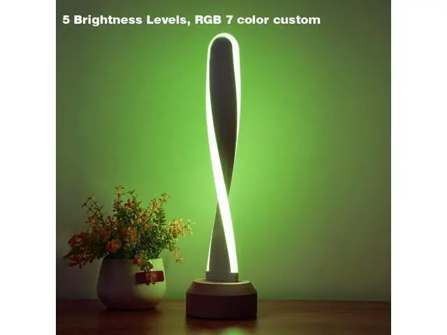 Alt view image 7 of 10 - Modern Desk lamp RGB Wood Table Lamp Bedside Lamp, Natural Beech Night Light