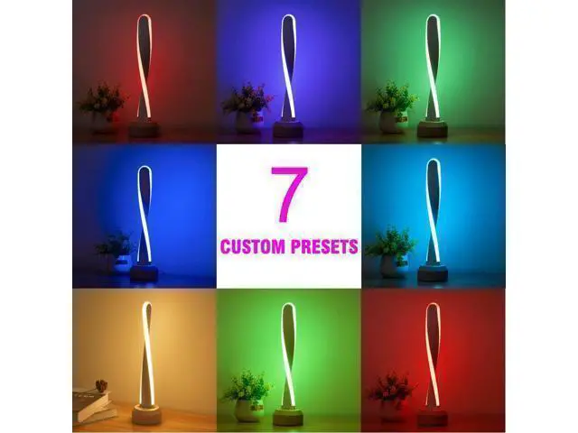 Alt view image 8 of 10 - Modern Desk lamp RGB Wood Table Lamp Bedside Lamp, Natural Beech Night Light