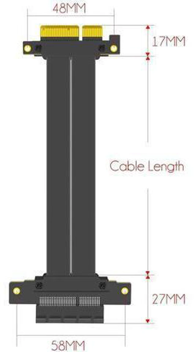 Alt view image 10 of 14 - Aomoproing 180mm PCIe 3.0 X4 Riser Cable for M.2, WiFi, Firewire, USB, Sound Cards, etc