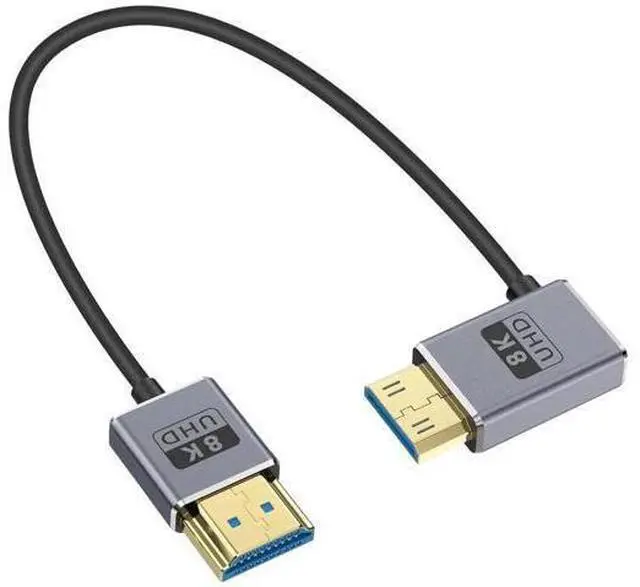 Alt view image 8 of 14 - AOMOPROING 8K Short HDMI to Mini HDMI Cable 1FT/30CM, 48Gbps Mini HDMI 2.1 Cord, Ultra Thin Left Angle Mini HDMI to HDMI Male Cable, Support High Speed 8K@60Hz, 4K@240Hz for Camera, Camcorder