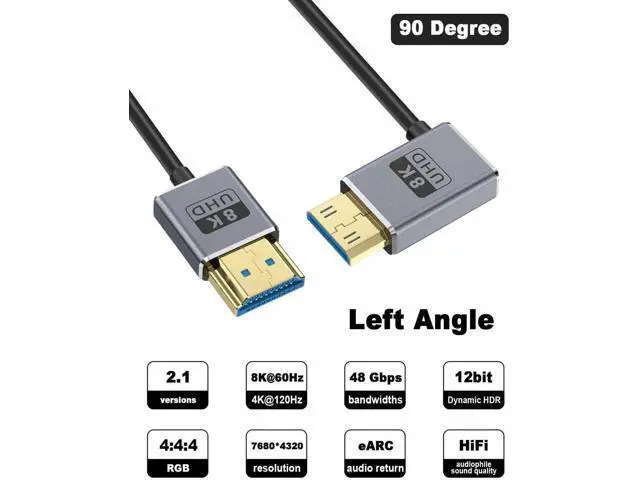 Alt view image 9 of 14 - AOMOPROING 8K Short HDMI to Mini HDMI Cable 1FT/30CM, 48Gbps Mini HDMI 2.1 Cord, Ultra Thin Left Angle Mini HDMI to HDMI Male Cable, Support High Speed 8K@60Hz, 4K@240Hz for Camera, Camcorder