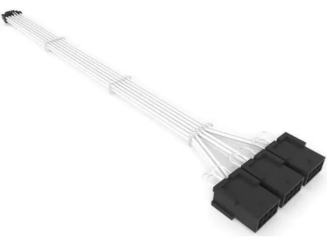 Alt view image 7 of 12 - 16Pin to 3 * 8(6+2) Pin PCIE GPU Cables Sleeved PSU Extension Cable Mini 12+4 Pin Connector Graphics Card Power Supply RTX 3090Ti 16AWG White