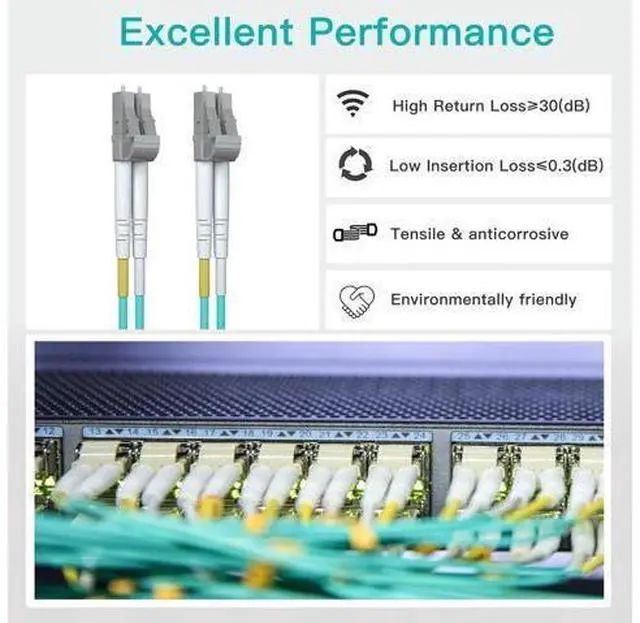 Alt view image 11 of 14 - 50M OM3 LC to LC Fiber Patch Cable, 10Gb Multi-Mode Jumper Duplex LC-LC UPC 50/125um, LSZH, Fiber Optic Cord for 10G/1G MMF SFP Transceiver, Networks and More, 50-Meter(164ft), Green
