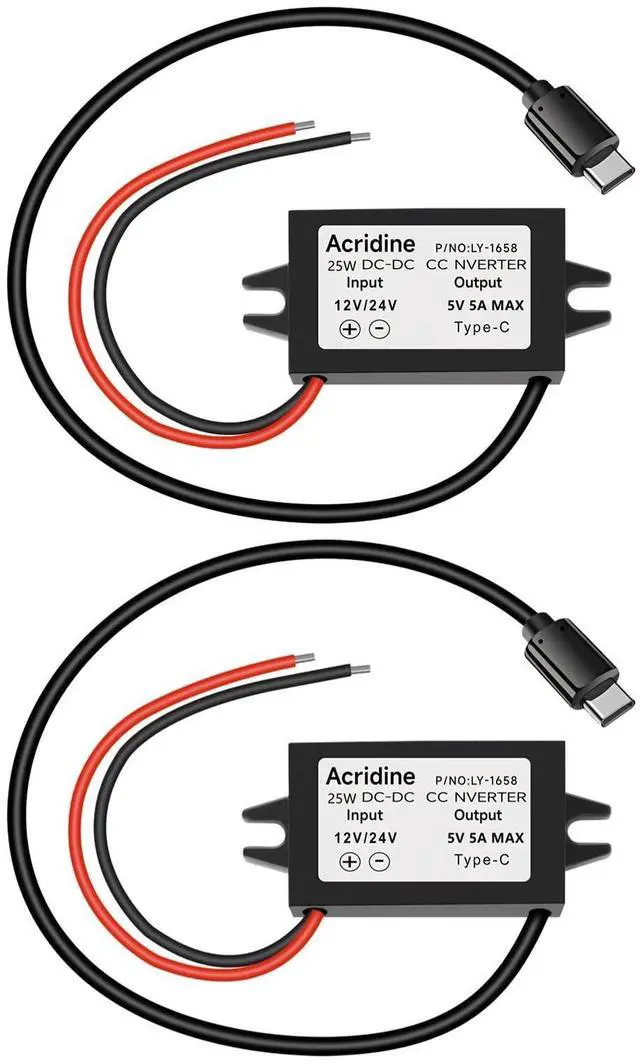 Alt view image 7 of 12 - 12V/24V to 5V USB C Buck Converter 5A 25W Type-C Output Charging Module Waterproof Buck Power Adapter Compatible with Raspberry Pi 4, Mobile Phone (2-PCS)