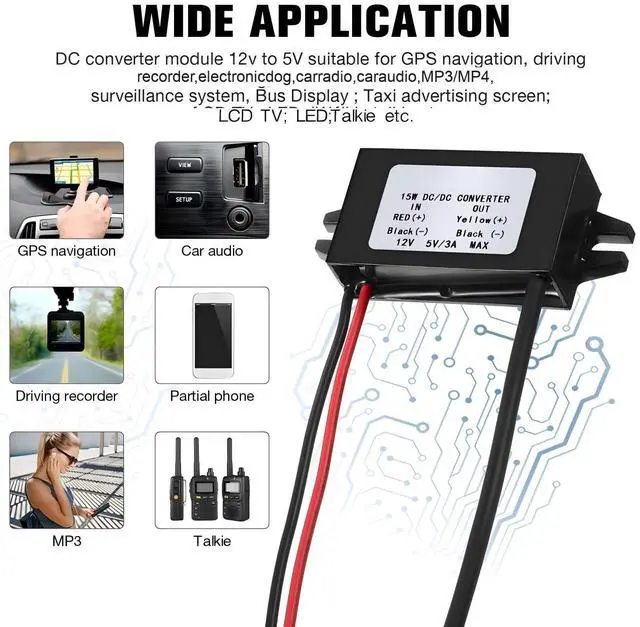 Alt view image 12 of 12 - 1 Piece 12v to 5v Dc Converter Buck Module USB Output Power Adapter Dc Car Power Converter Regulator