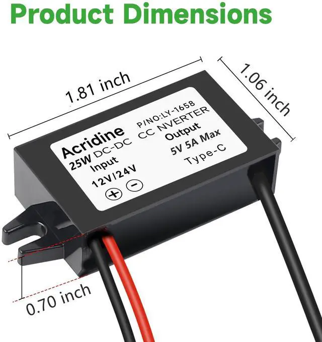 Alt view image 11 of 12 - 12V/24V to 5V USB C Buck Converter 5A 25W Type-C Output Charging Module Waterproof Buck Power Adapter Compatible with Raspberry Pi 4, Mobile Phone (2-PCS)