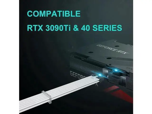 Alt view image 12 of 12 - 16Pin to 3 * 8(6+2) Pin PCIE GPU Cables Sleeved PSU Extension Cable Mini 12+4 Pin Connector Graphics Card Power Supply RTX 3090Ti 16AWG White