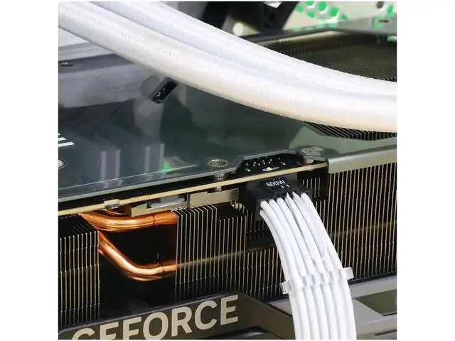 Alt view image 11 of 12 - 16Pin to 3 * 8(6+2) Pin PCIE GPU Cables Sleeved PSU Extension Cable Mini 12+4 Pin Connector Graphics Card Power Supply RTX 3090Ti 16AWG White