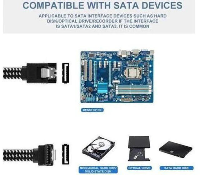 Alt view image 8 of 12 - Aomoproing SATA III Cable,Nylon Braided SATA Cable III 6Gbps Straight HDD SDD Data Cable with Locking Latch 18 Inch Compatible for SATA HDD, SSD, CD Driver, CD Writer (3 Packs Black +3 Packs Blue)