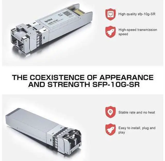 Alt view image 10 of 14 - 2 Pack 10GBase-SR SFP+ Transceiver and 1 Pack OM3 LC to LC Fiber Patch Cable - LSZH 2 Meter(6.5ft)