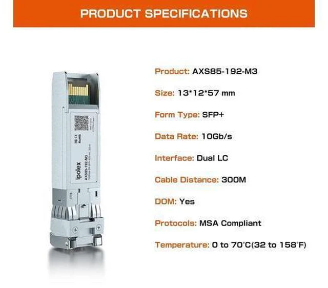 Alt view image 12 of 14 - 2 Pack 10GBase-SR SFP+ Transceiver and 1 Pack OM3 LC to LC Fiber Patch Cable - LSZH 3 Meter(10ft)