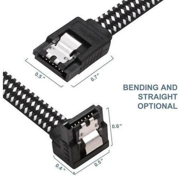 Alt view image 12 of 12 - Aomoproing SATA III Cable,Nylon Braided SATA Cable III 6Gbps Straight HDD SDD Data Cable with Locking Latch 18 Inch Compatible for SATA HDD, SSD, CD Driver, CD Writer (3 Packs Black +3 Packs Blue)