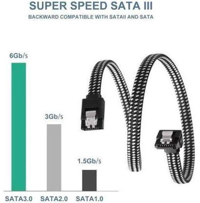 Alt view image 11 of 12 - Aomoproing SATA III Cable,Nylon Braided SATA Cable III 6Gbps Straight HDD SDD Data Cable with Locking Latch 18 Inch Compatible for SATA HDD, SSD, CD Driver, CD Writer (3 Packs Black +3 Packs Blue)