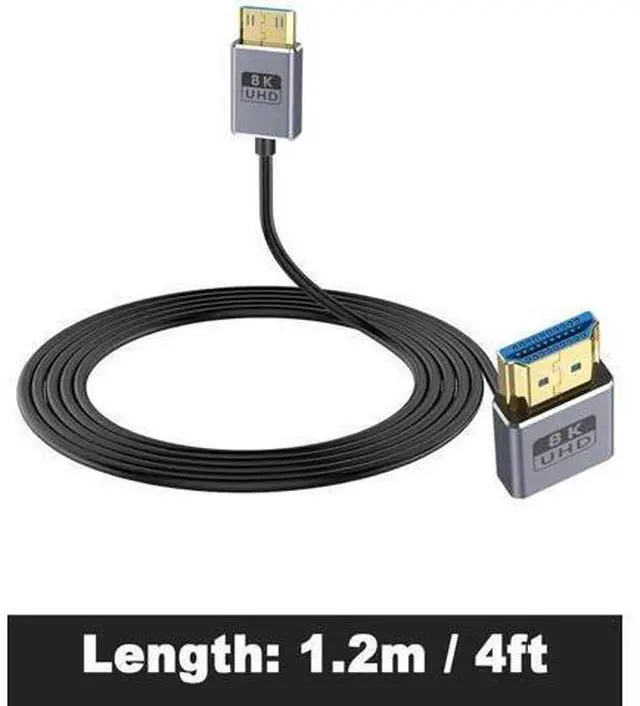 Alt view image 12 of 14 - AOMOPROING 8K Mini HDMI to HDMI Cable 2.1 Cord 48Gbps,Ultra Thin Left Angle HDMI to Mini HDMI Male Cord, Support High Speed 8K@60Hz, 4K@240Hz for Camera, Camcorder, Graphics/Video Card 4FT