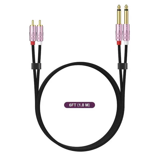 Alt view image 14 of 14 - RCA to 1/4 Inch Cable, Nylon Braided Audio Cable, Dual 1/4 inch TS to Dual RCA Stereo Audio Interconnect Cable, Gold Plated Audio Connector for Amplifiers, Instruments, Audio Equipment, 6 feet