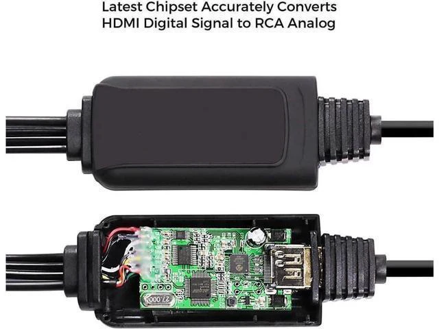 Alt view image 9 of 10 - AOMOPROING HDMI to RCA Cable - Hassle Free - Converts Digital HDMI signal to Analog RCA/AV - Works w/ TV/HDTV/XBOX 360/PC/DVD & More - All-In-One Converter Cable Saves You Money - HDMI to AV Converter
