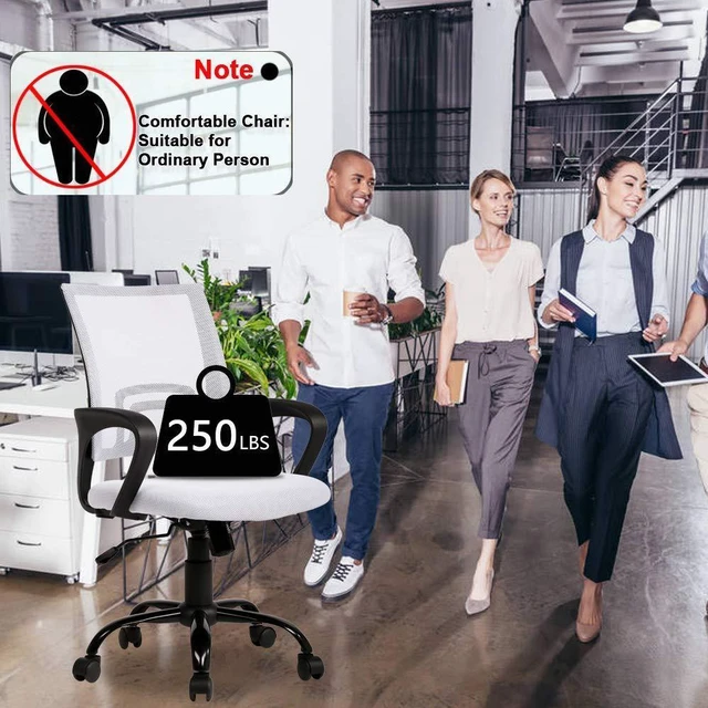 Alt view image 12 of 12 - Office Chair Desk Chair Computer Chair Ergonomic Mid Back Mesh Chair with Lumbar Support & Armrest Modern Adjustable Height Swivel Task Executive Chair for Women Men Adult, White