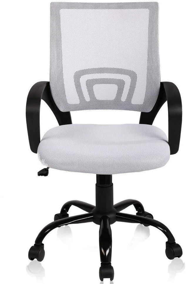 Alt view image 7 of 12 - Office Chair Desk Chair Computer Chair Ergonomic Mid Back Mesh Chair with Lumbar Support & Armrest Modern Adjustable Height Swivel Task Executive Chair for Women Men Adult, White