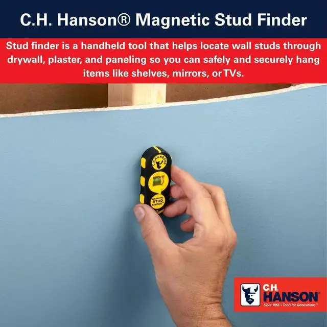 Alt view image 10 of 14 - Magnetic Stud Finder | Battery-Free Stud Locator with Rare Earth Magnets | Finds Nails & Screws Behind Drywall | Built-In Level for TV Mounting, Shelves & Home Projects